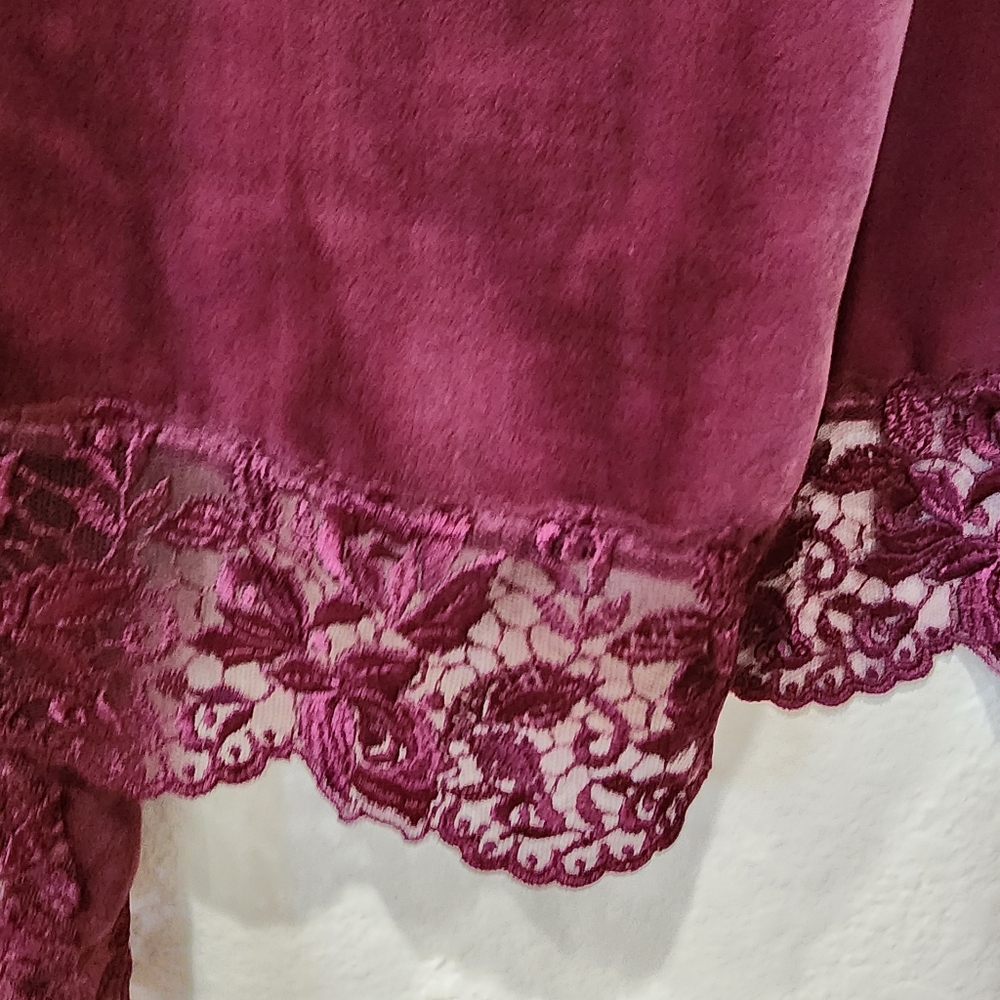 Victoria's Secret Silk Blend Velvet & Lace Duster Robe Burgundy Luxury size Med - Picture 10 of 11